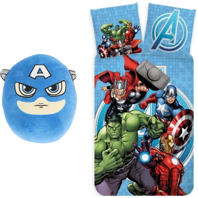 Avengers slaapkamerset; dekbedovertrek en squishy