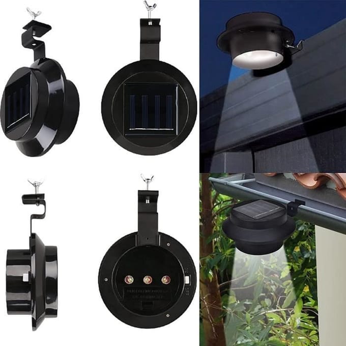 Lot de 6 lampes solaires pour gouttetières - imperméable - Noir