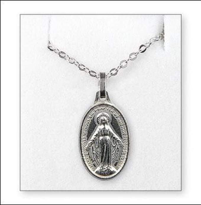 Zilveren hanger Maria wonderdadige met ketting (68902)