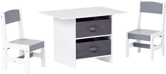 YALGOO - Kindertafel met stoelen - Grijs/Wit - MDF