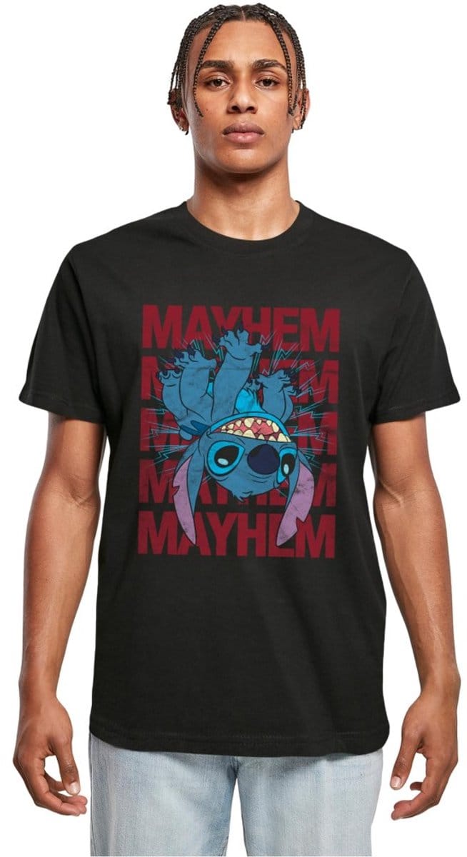 Merchcode Disney Lilo & Stitch - Mayhem Heren Tshirt - M - Zwart