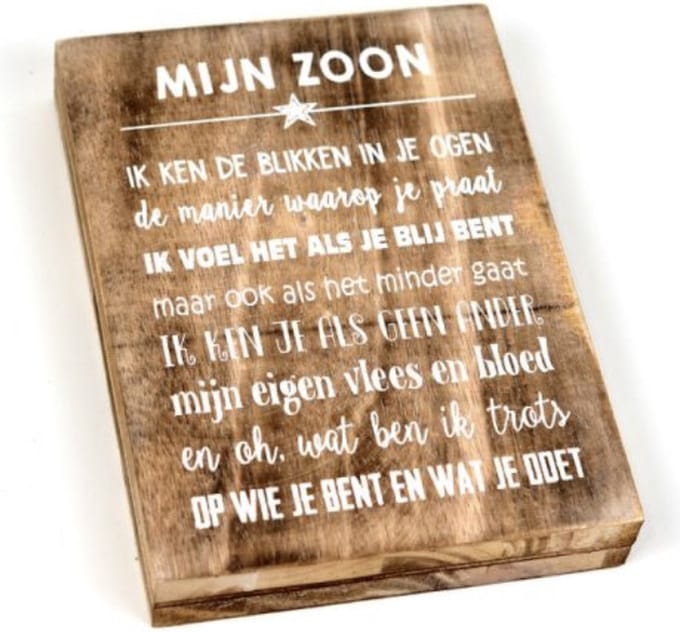 tekstbord naturel: Mijn Zoon