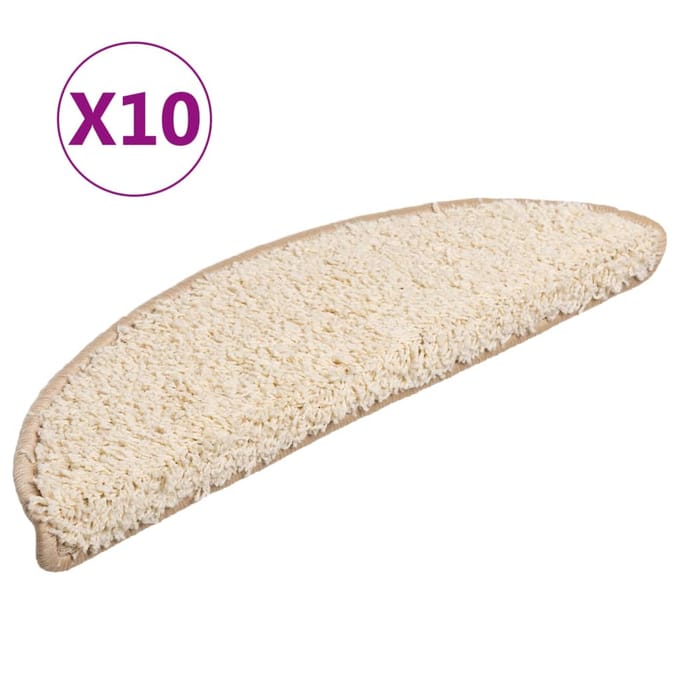 vidaXL - Trapmatten - 10 - st - 56x17x3 - cm - crème - halfrond