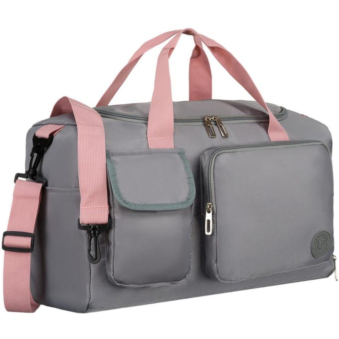 Peterson - Sporttas - Polyester - Grijs/Roze - Twee Compartimenten