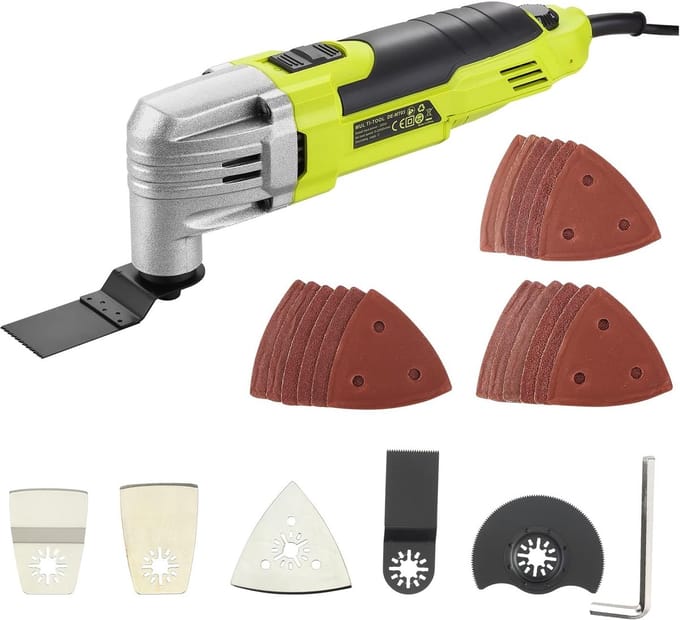 Oscillerende Multitool 300W met 23000 OPM - Zaag-, Schuur- en Schraperaccessoireset