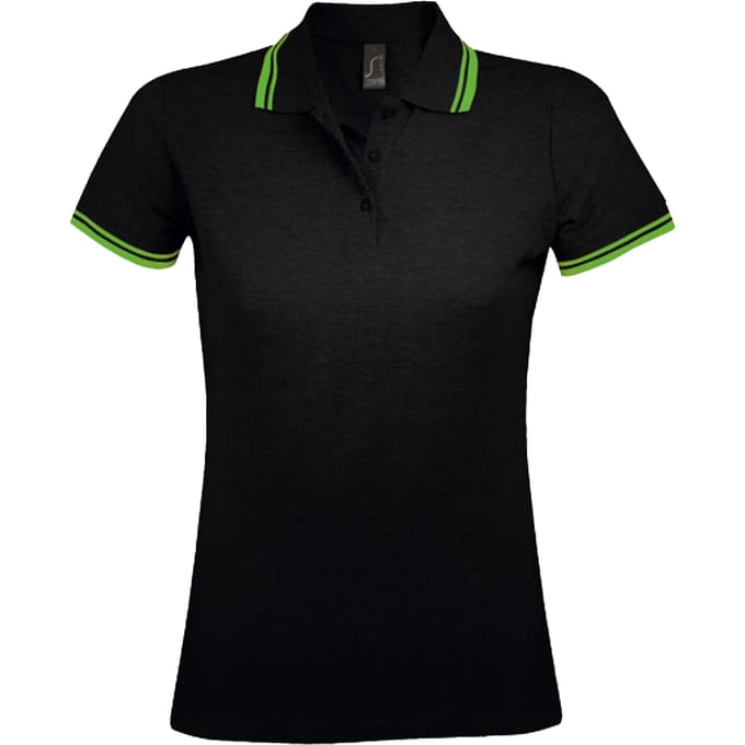 SOLS Dames/Dames Pasadena Poloshirt (Zwart/Kalk)