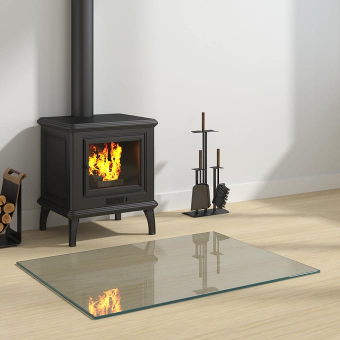 vidaXL Vuurplaats Glazen Plaat Transparant 80 x 60 cm Glas