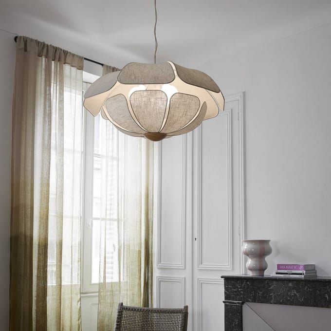 MARKET SET hanglamp Coquillage, 70 cm crèmekleurig, linnen