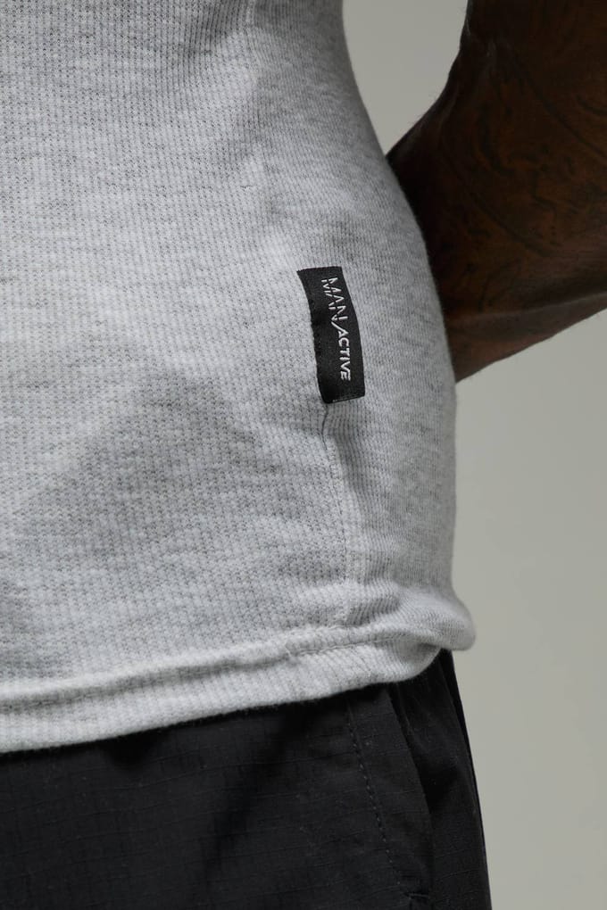 Heren Active Gym Muscle Fit Geribbelde Vest | Grey Marl | Size Medium