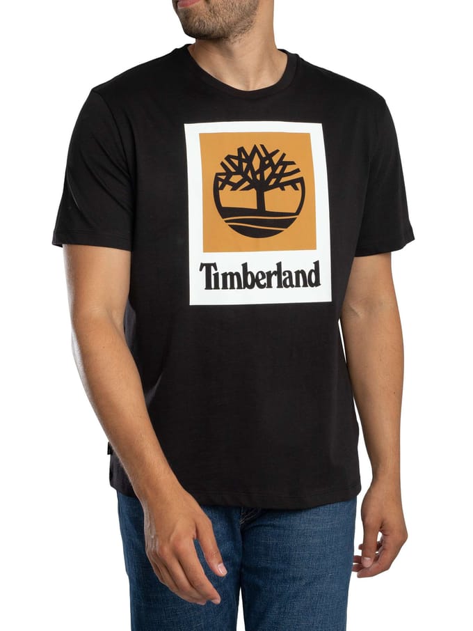 Timberland Gekleurd Kort Grafisch T-Shirt, Zwart