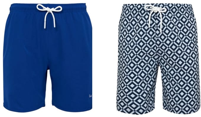 Set van 2 zwembroek La V blockjespatroon/ Blauw 116-122