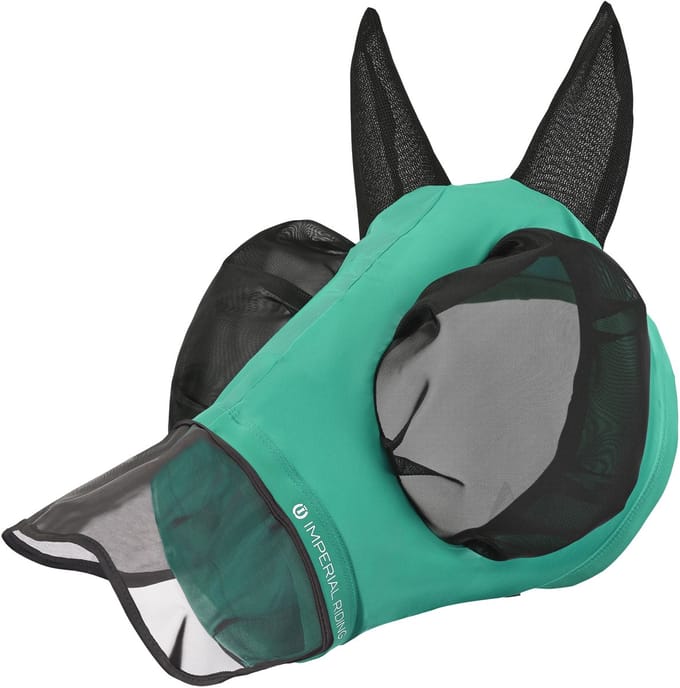 Imperial Riding - Vliegenmasker met Neus - IRHTrail ride - Turquoise - Maat X-Full