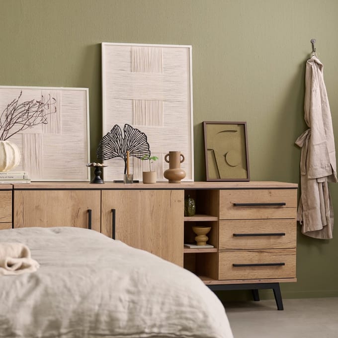 Dressoir Batenburg - MDF/Metaal - Eiken/Naturel - 180x80x45 cm (BxHxD)