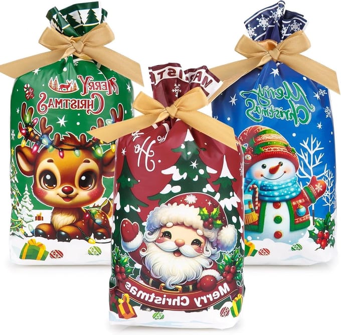 Set van 30 Kersttrektassen - Multifunctionele Cadeautassen voor Plastic Geschenken en Snoepgoed