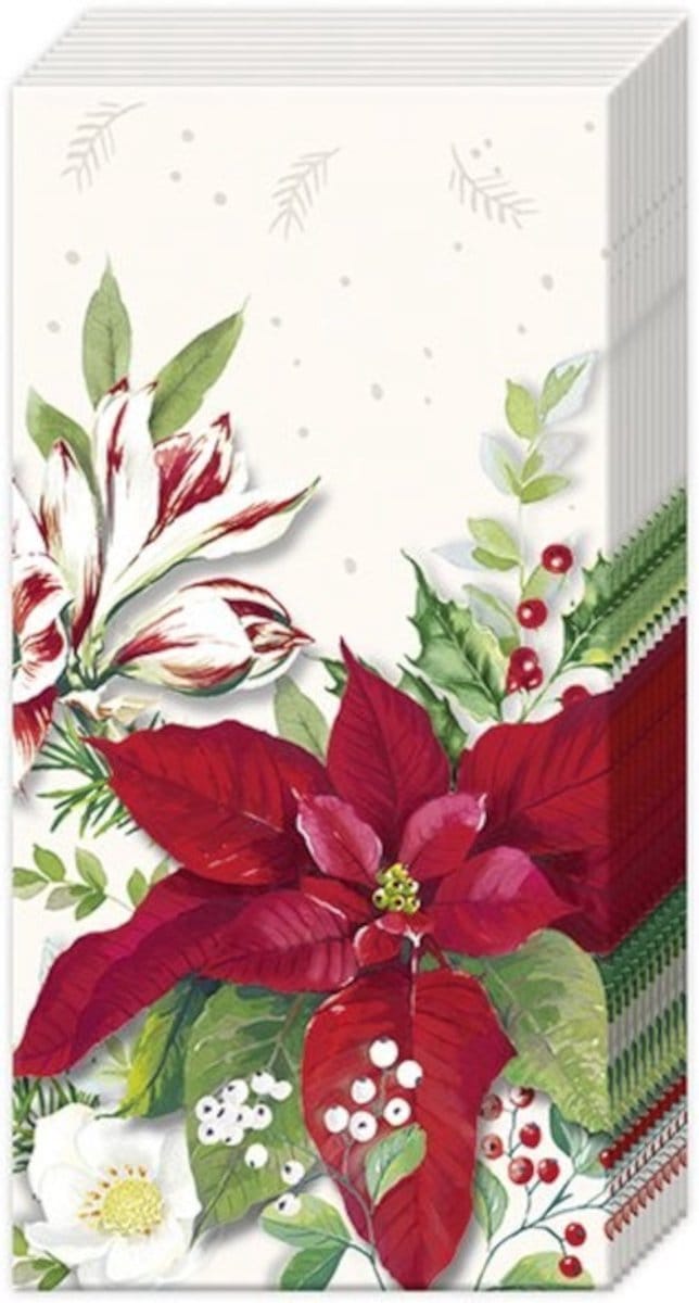 Zakdoeken Christmas florals - IHR - 21x21 cm