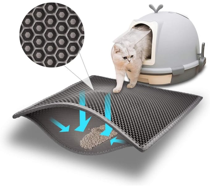 Daity 1-Pack - Dubbellaagse kattenbakmat - 30*45cm kattenbakmat - Vermindert afval - Zachte klauwen - Antislip (grijs)