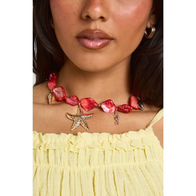boohoo Dames Schelp Zeester Statement Bedel Ketting | Goud