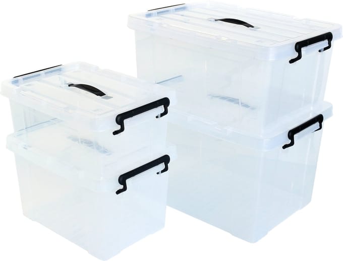 Alpac Opbergboxen - Kunststof - 14, 20, 35 en 48 Liter - Transparant - Set van 4