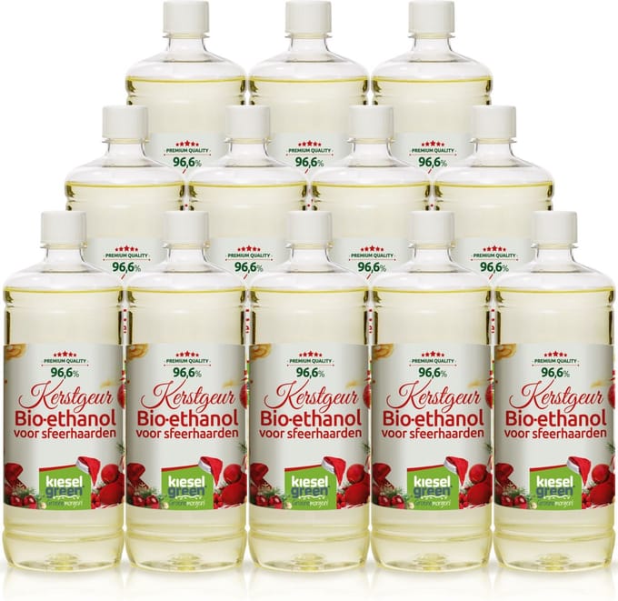 Premium -Bio-ethanol met Kerstgeur - Bioethanol - biobrandstof -12x1 liter