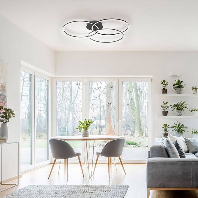 JUST LIGHT. GmbH LED plafondlamp Ivanka, drie ringen, zwart