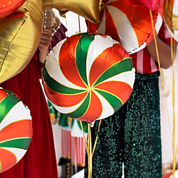 Partydeco - Folieballon Snoepje Groen Rood - 35 cm