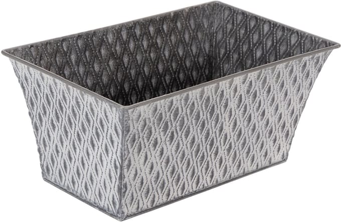 Zinken kom met ruitpatroon, 26 cm x 15,5 cm