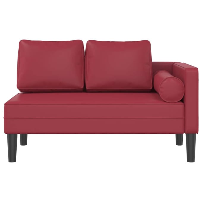 vidaXL - Chaise - longue - met - kussens - kunstleer - wijnrood