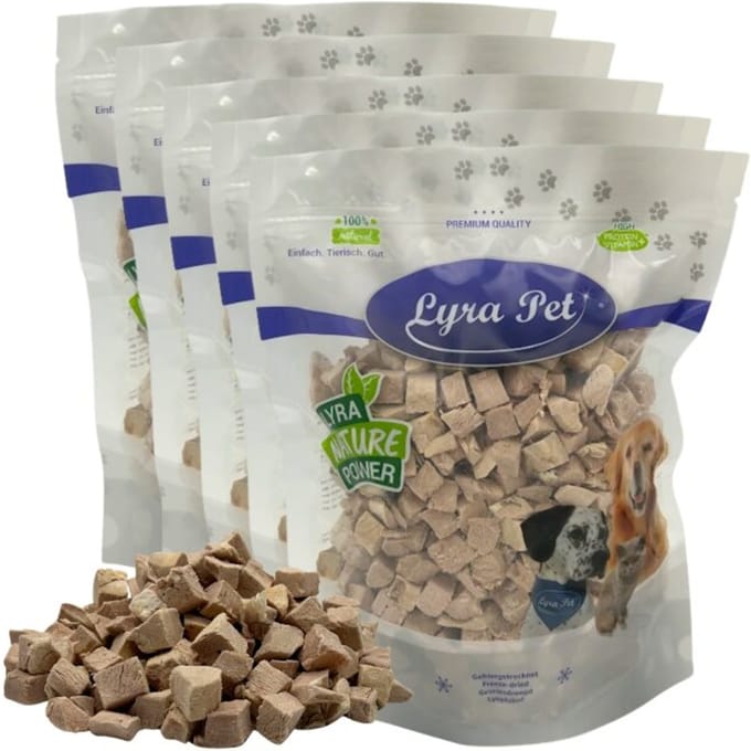 1 kg (5 x 200 g) Lyra Pet® gevriesdroogde eendenborstblokjes
