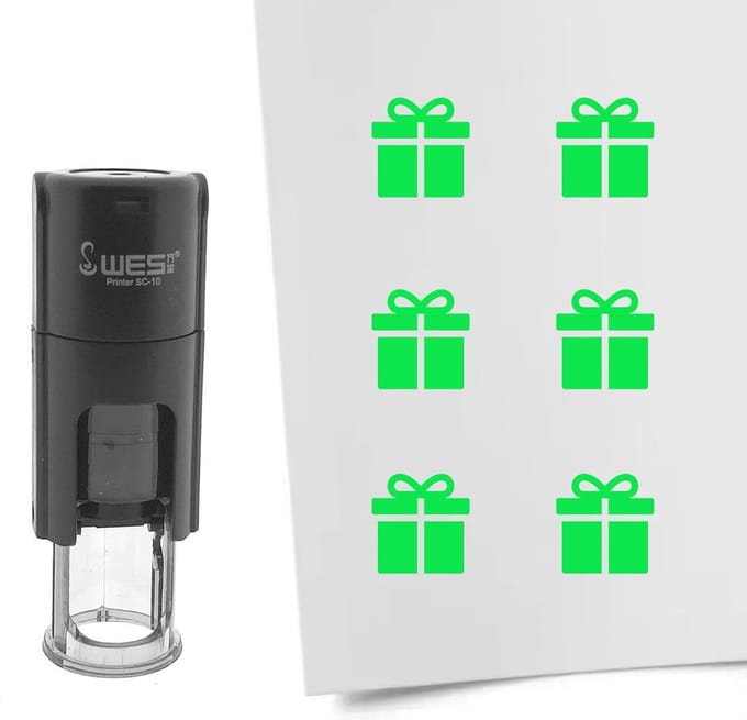 CombiCraft Stempel cadeau 10mm rond groene inkt - per 1 stuk