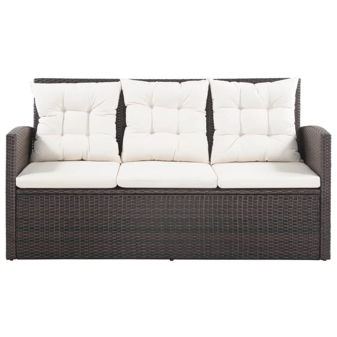 vidaXL - 5-delige - Loungeset - met - kussens - poly - rattan - bruin