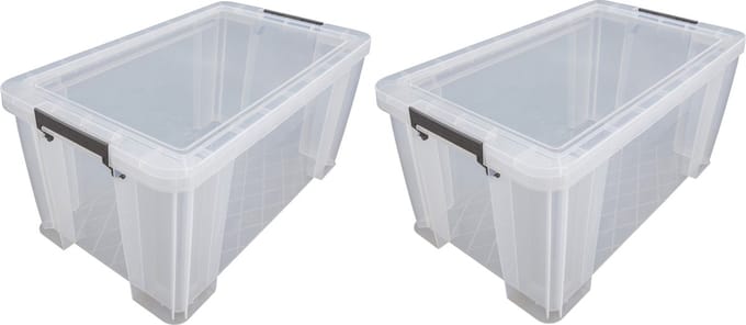 Whitefurze - Opbergbox - 2x - 54 liter - Transparant - 66 x 38 x 31 cm