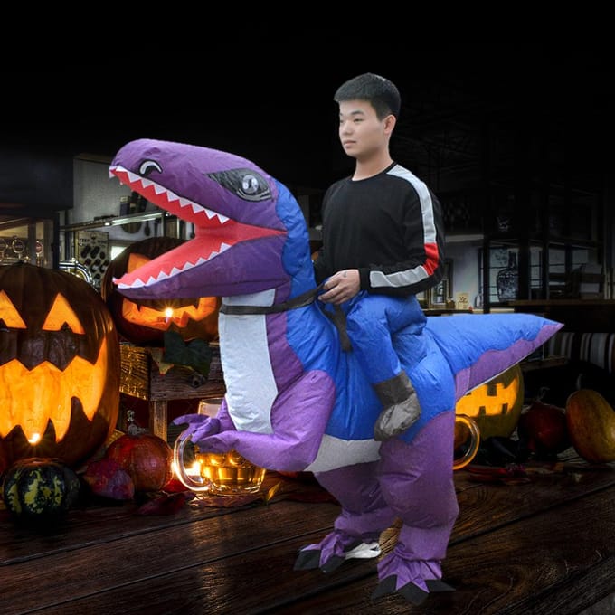 Opblaasbaar dinosauruskostuum Opblaaskostuum Opblaasbare cosplaykostuums voor Halloween-feest Type B blue