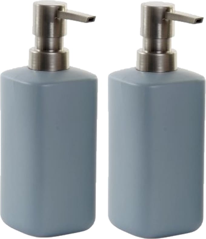Items Zeeppompje - 2x - 19 cm - polystone - lichtgrijs/zilver - 300 ml - navulbaar - toilet/badkamer