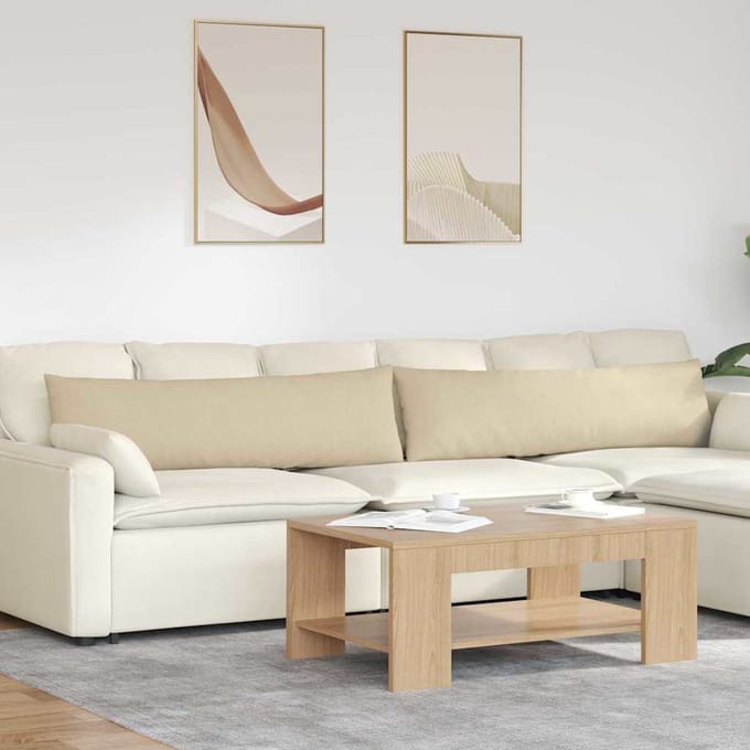 vidaXL - Zitkussens - 2 - st - Stof - Crème - 145 - x - 40 - cm