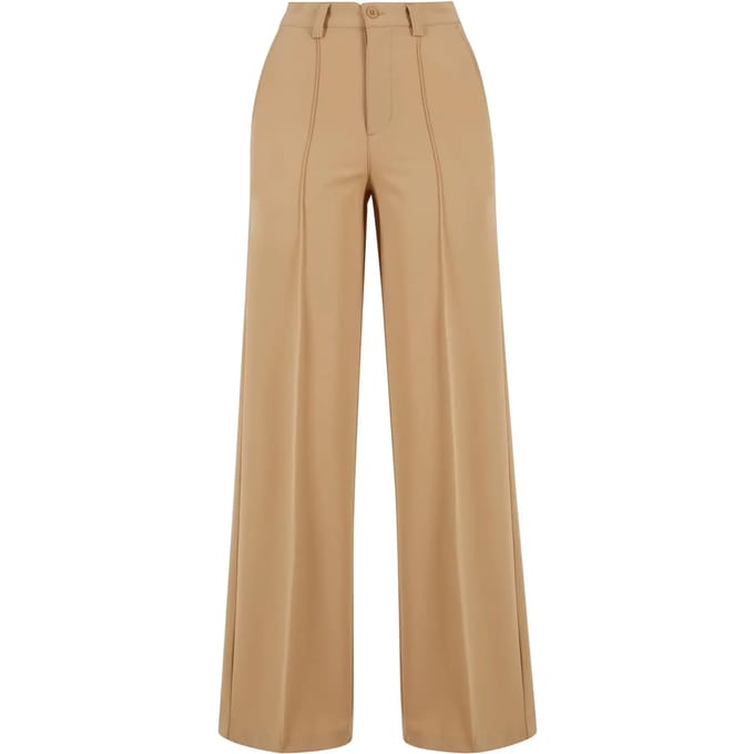 Urban Classics - Pleated Wijde broek - Taille, 32 inch - Beige