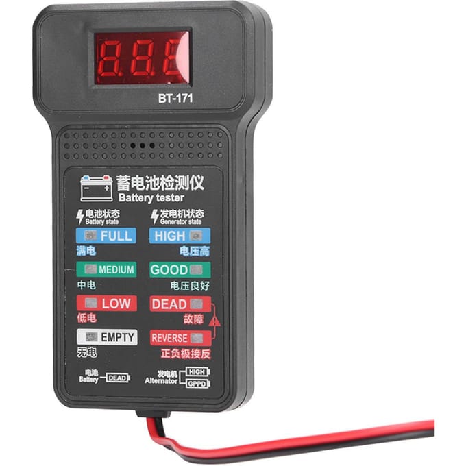 BT 171 Automotive Dynamo Tester 12V Digitale Auto Accu Analyzer voor Vrachtwagen Motorfiets SUV Boot black