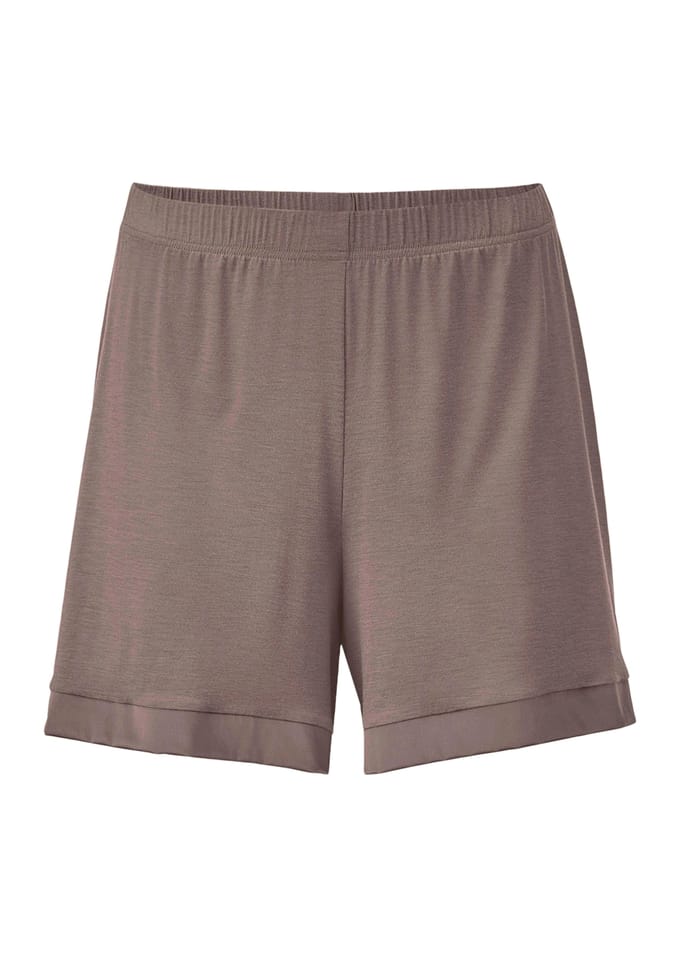 Pyjamashort met satijnen biesjes - bruin - Gr. M van Goldner Fashion