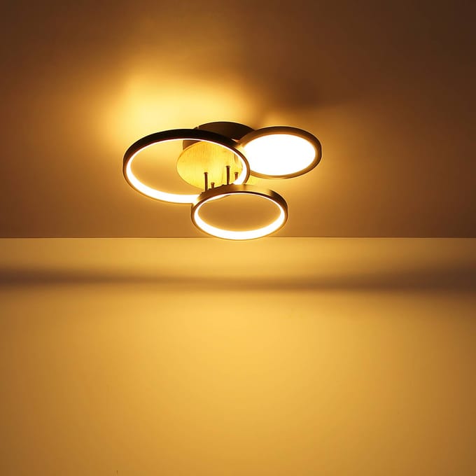 Globo LED plafondlamp Sid met hout, 4-lamps