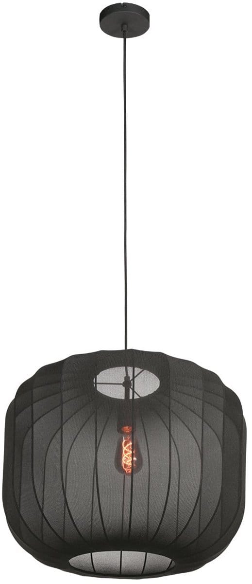 Hanglamp - zwart - Sable - metaal textiel - Ø 55cm - E27 - 4192ZW - Anne Lighting
