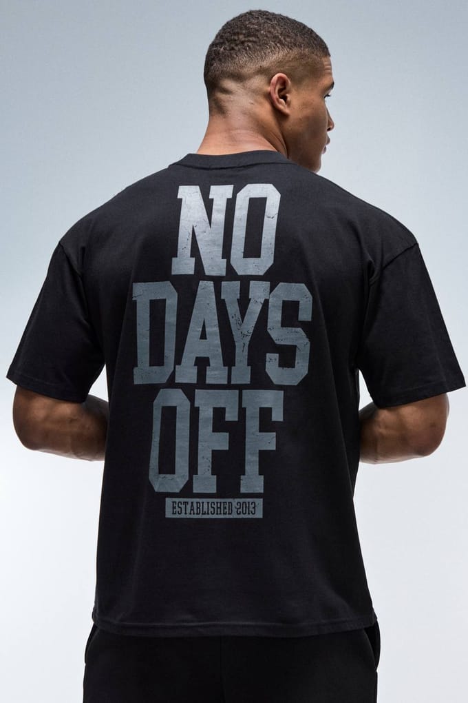 Heren Active No Days Off Oversized Verlengde Hals T-shirt | Black | Size Medium