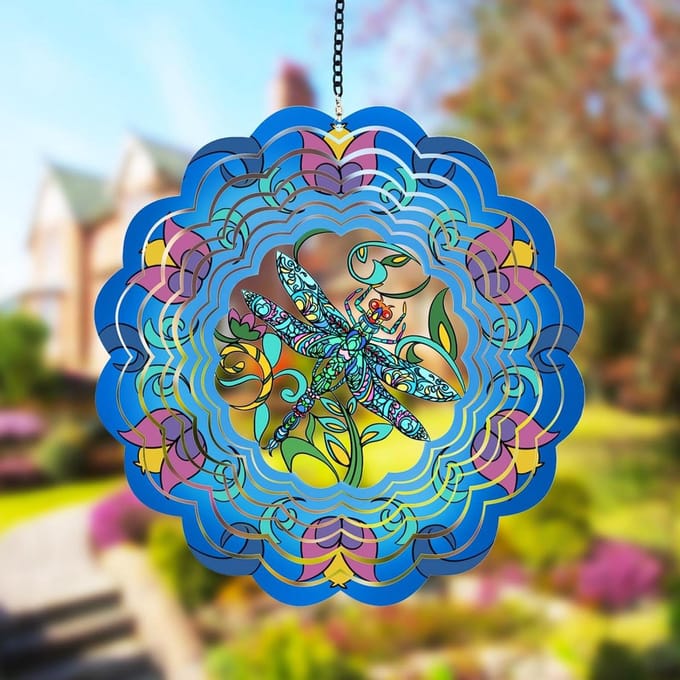 Metalen Windspinner - Draaiend Decor - Tuin Decoratie - 3D Libellenstijl - 30 cm - Kleurrijk
