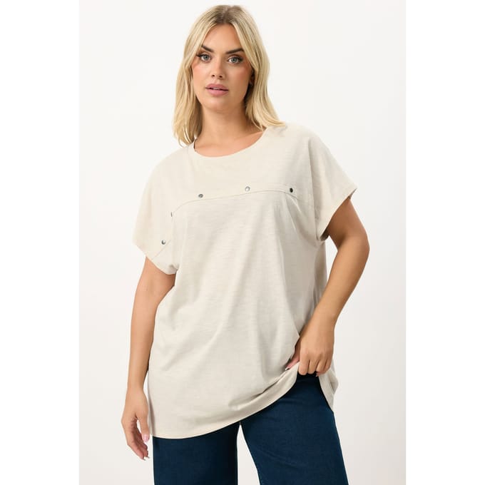 Yours Ivoorwit Tshirt Met Studs En Aangegroeide Mouwen Size 42