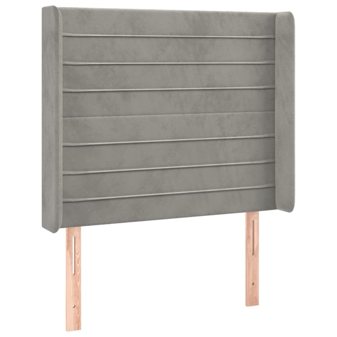 vidaXL - Hoofdbord - LED - 83x16x118/128 - cm - fluweel - lichtgrijs