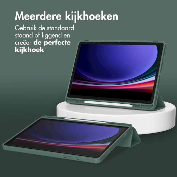 Accezz Tablet Hoes - Geschikt voor Samsung Galaxy Tab A9 Plus - Smart Silicone Bookcase - Donkergroen