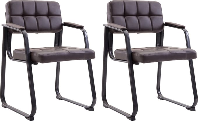 CLP Canada B Set van 2 eetkamerstoelen - met armleuning - Zwart Frame - Kunstleer - bruin