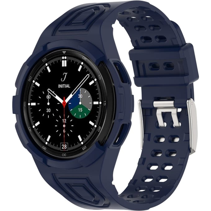 Samsung Galaxy Watch 4 Classic 46mm siliconen bandje met frame (donkerblauw)