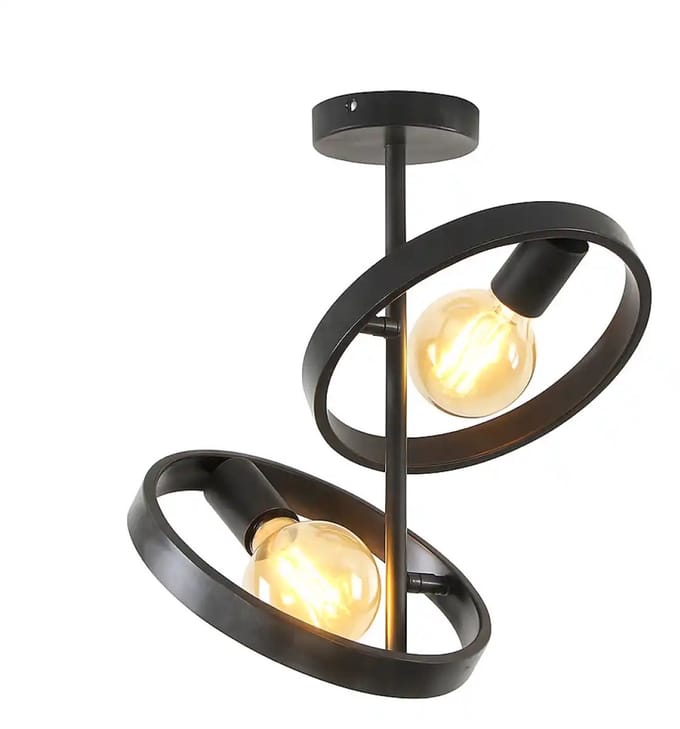Plafondlamp Hover 2 lichts H 53 cm mat zwart