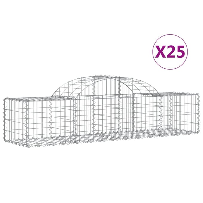 vidaXL - Schanskorven - 25 - st - gewelfd - 200x50x40/60 - cm - ijzer