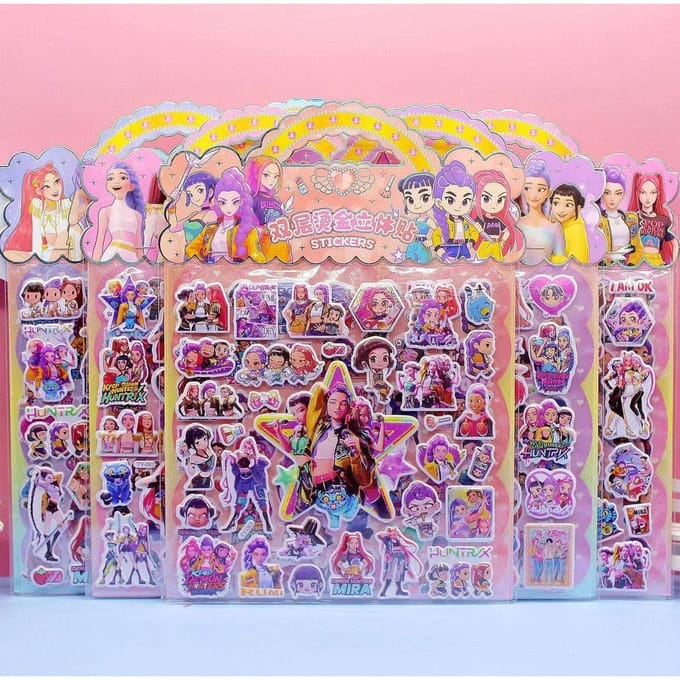 Kpop Heksenjager Squad Dubbellaags 3D Bellenstickers Stempelen Decoratief Kindercadeaus