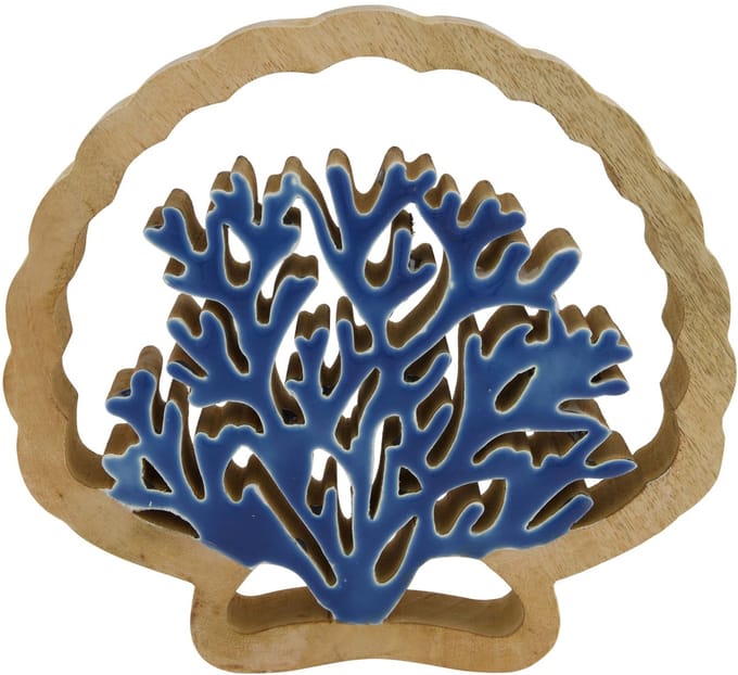 Statue coral mango wood 18x4x17cm